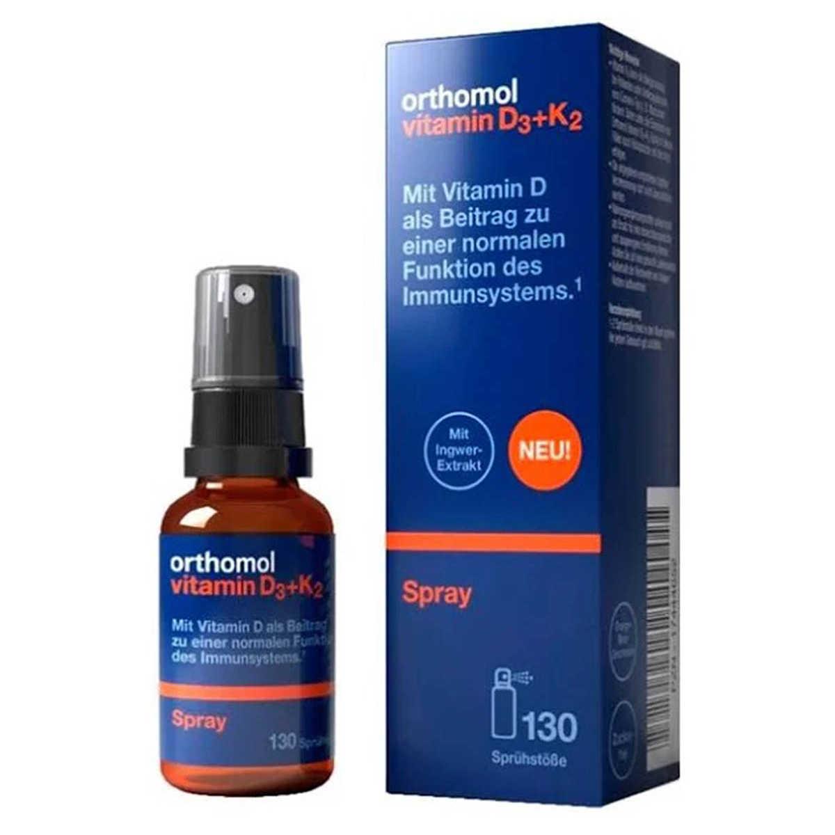 Спрей для імунної системи та здоров'я кісток Orthomol Vitamin D3+K2 Spray №130, 20 мл