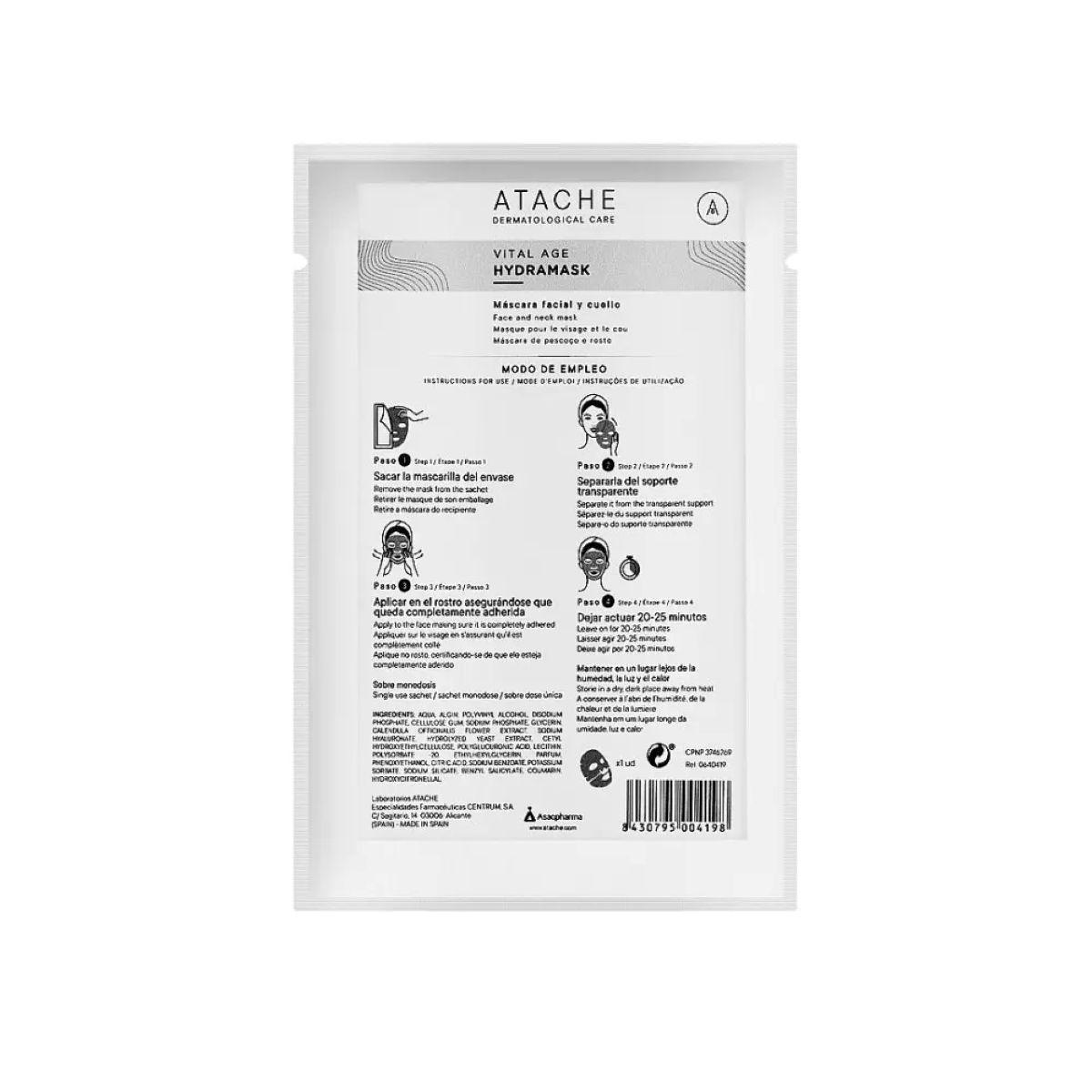 ATACHE Retinol Vital Age Hydramask - Гідрогелева маска для обличчя та шиї з антивіковими та живильними властивостями, 1 шт