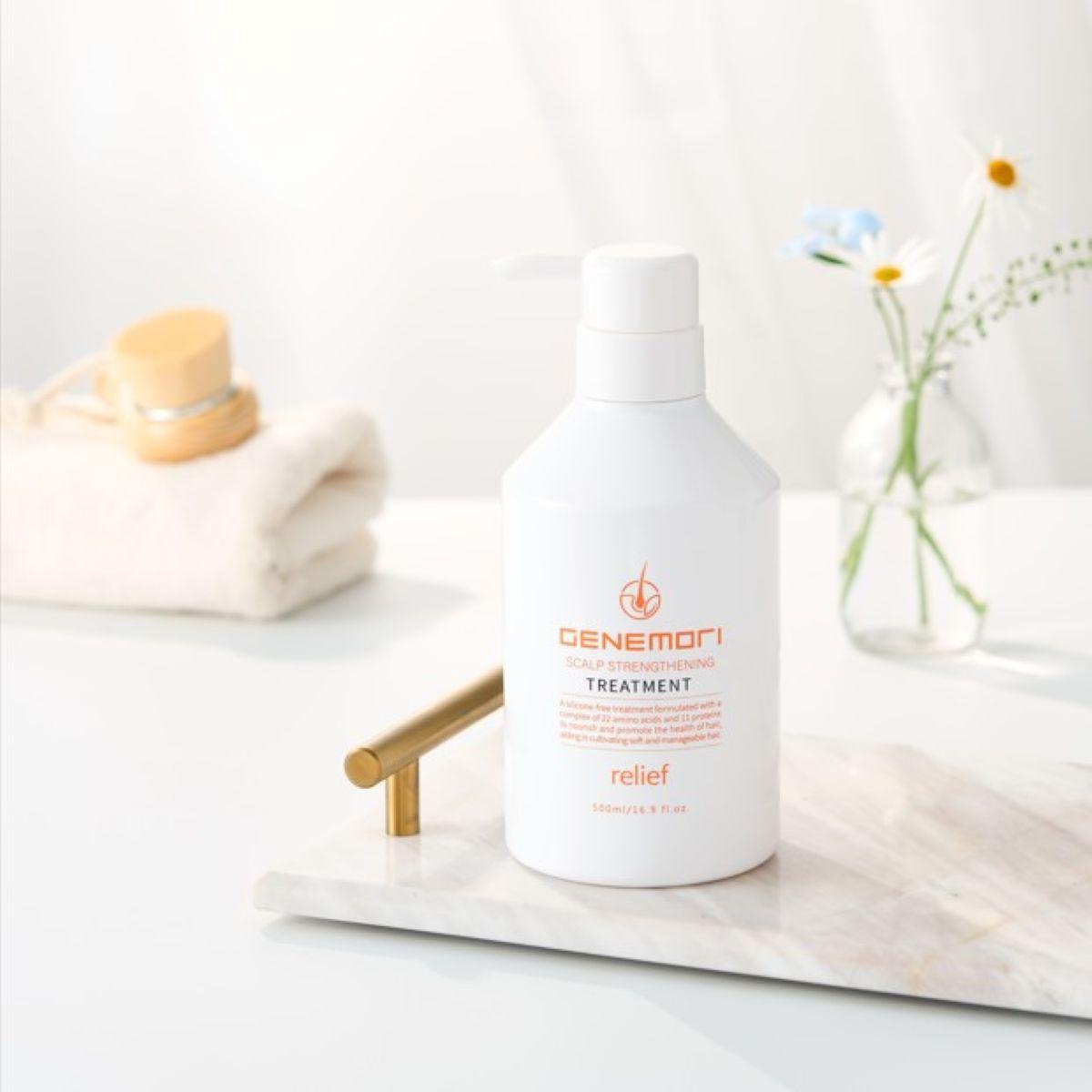 GENEMORI Scalp Strengthening Treatment Relief - Засіб для зміцнення та зволоження волосся, 500 мл