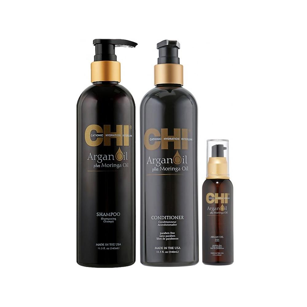 "Набір для відновлення волосся Chi Argan шампунь 340 мл + кондиціонер 340мл + олія 89 мл