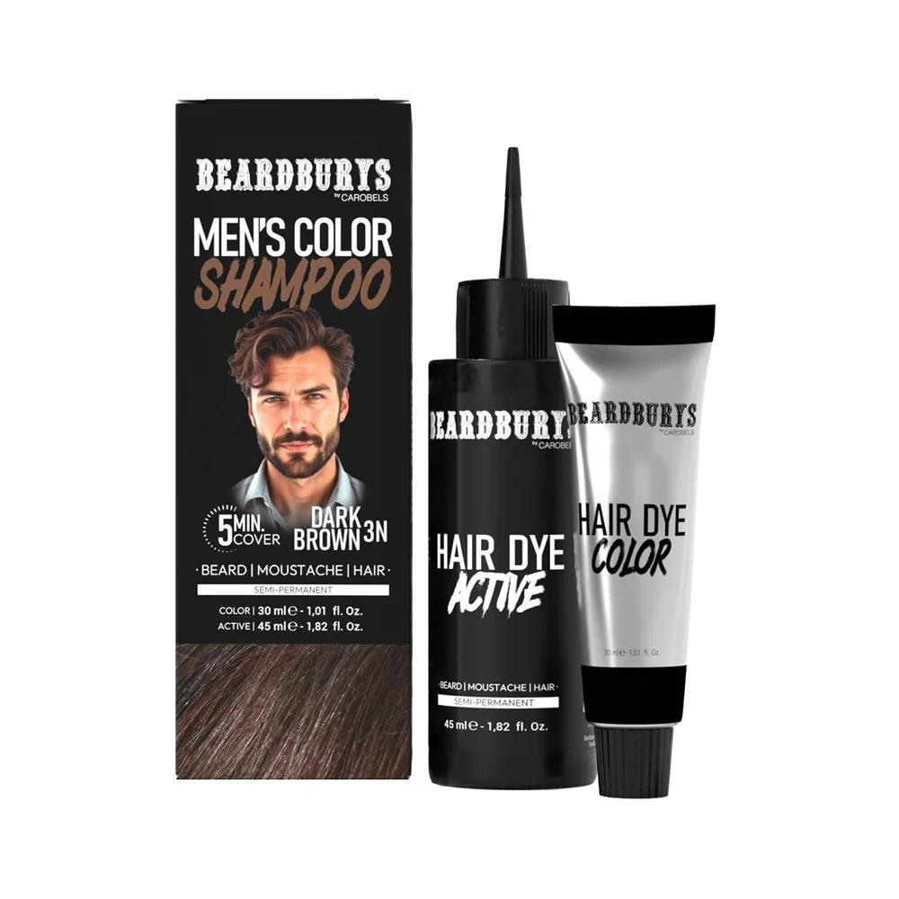 Набір для фарбування волосся, бороди та вусів 3N темно-коричневий NEW Beardburys, (30 мл/45 мл)