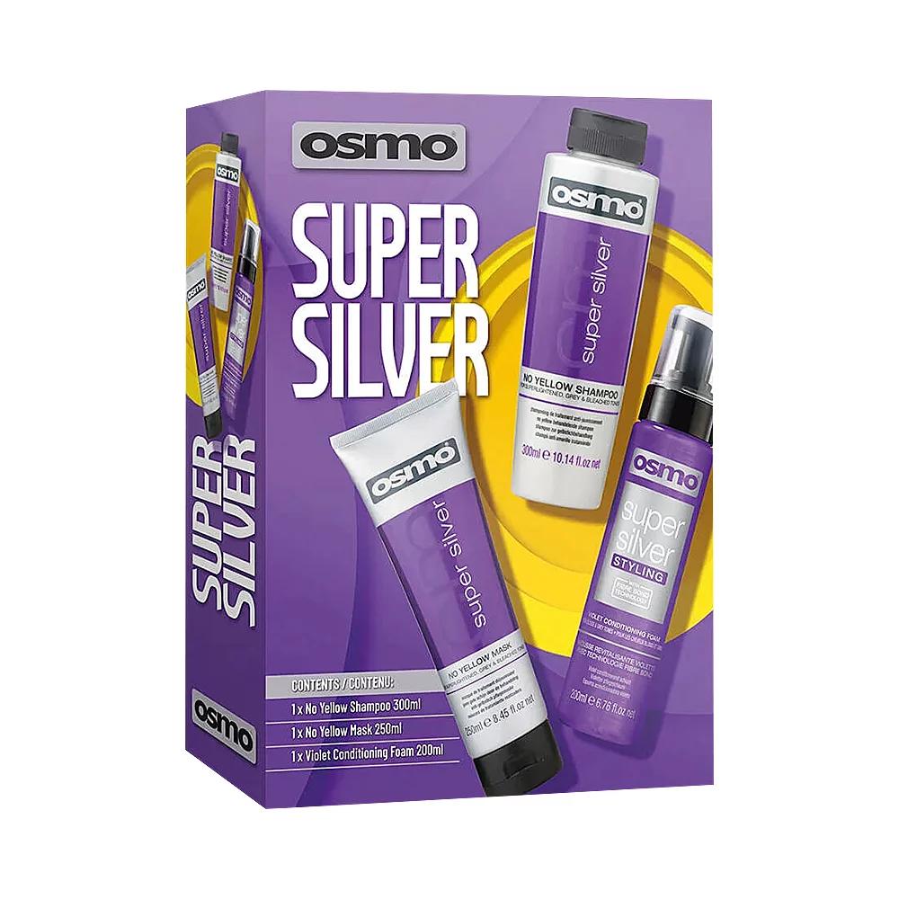 Набір проти жовтизни для освітленого і сивого волосся Super Silver OSMO, (300 мл/250 мл/200 мл)