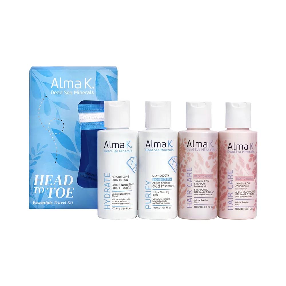 Набір дорожній для догляду за тілом і волоссям Head to Toe Essentials Alma K (100мл/100мл/100мл/100мл/100)
