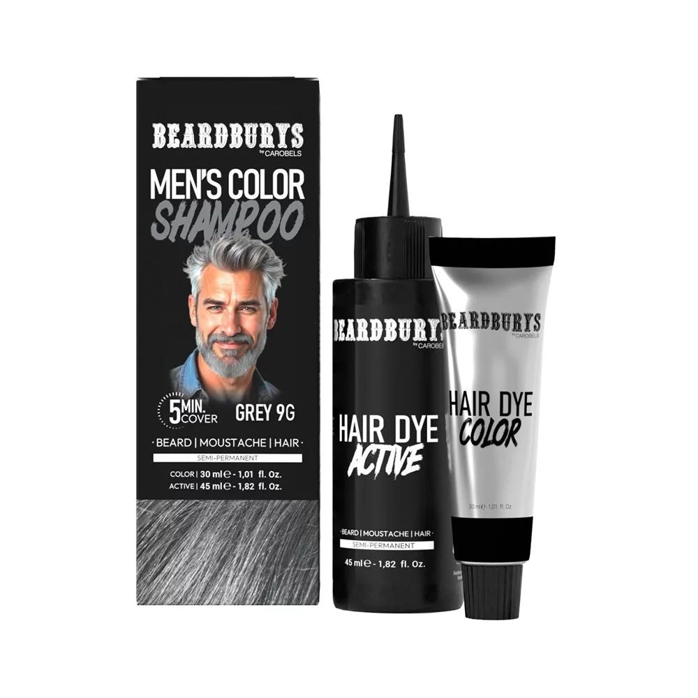 Набір для фарбування волосся, бороди та вусів 9G сірий NEW Beardburys, (30 мл/45 мл)