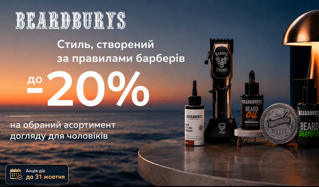 Акція на Beardburys — знижки до 20% на чоловічий догляд