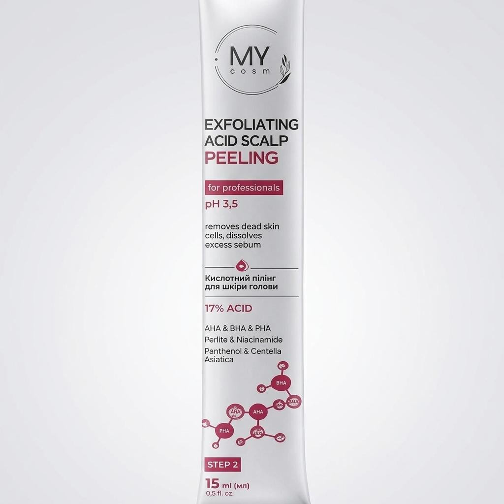 Кислотний пілінг для шкіри голови MY COSM Exfoliating Acid Scalp Peeling for PROF, 15 мл