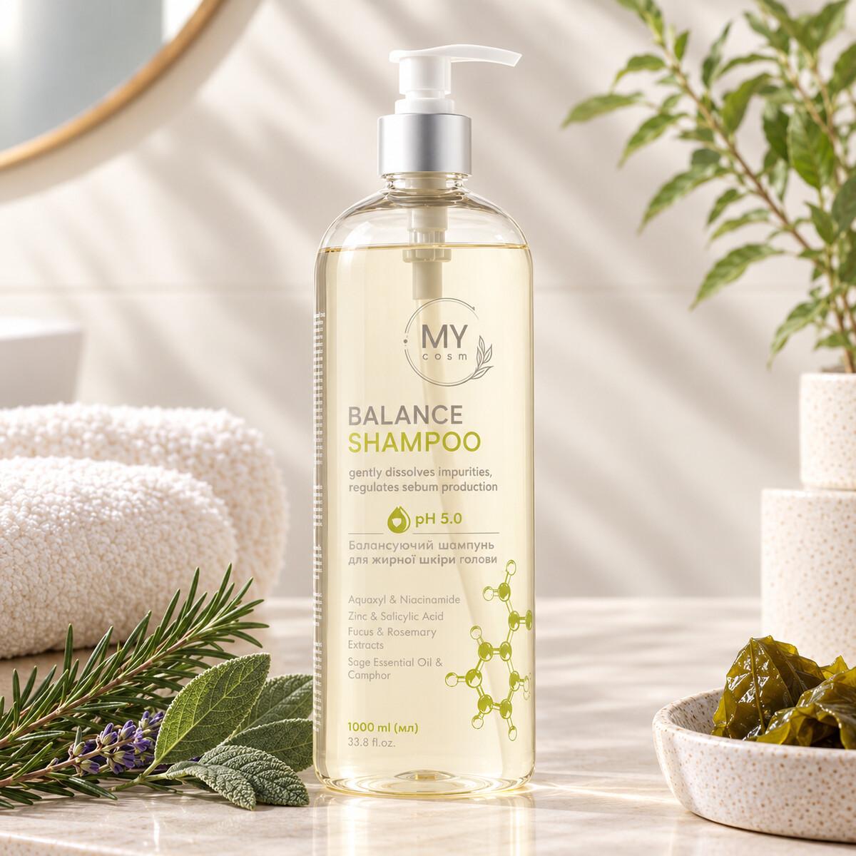 Балансувальний шампунь для жирної шкіри голови MY COSM Balance Shampoo, 1000 мл