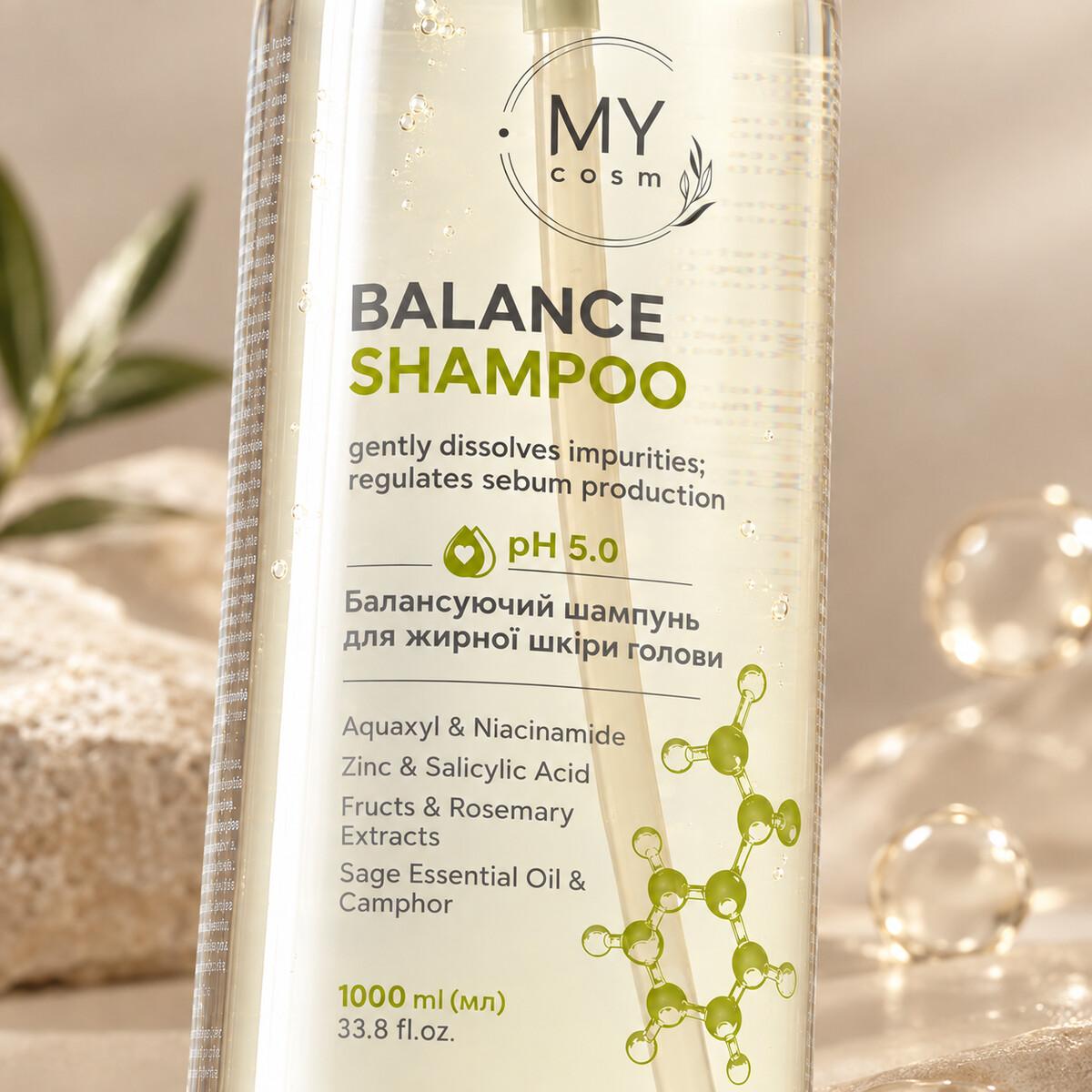 Балансувальний шампунь для жирної шкіри голови MY COSM Balance Shampoo, 1000 мл