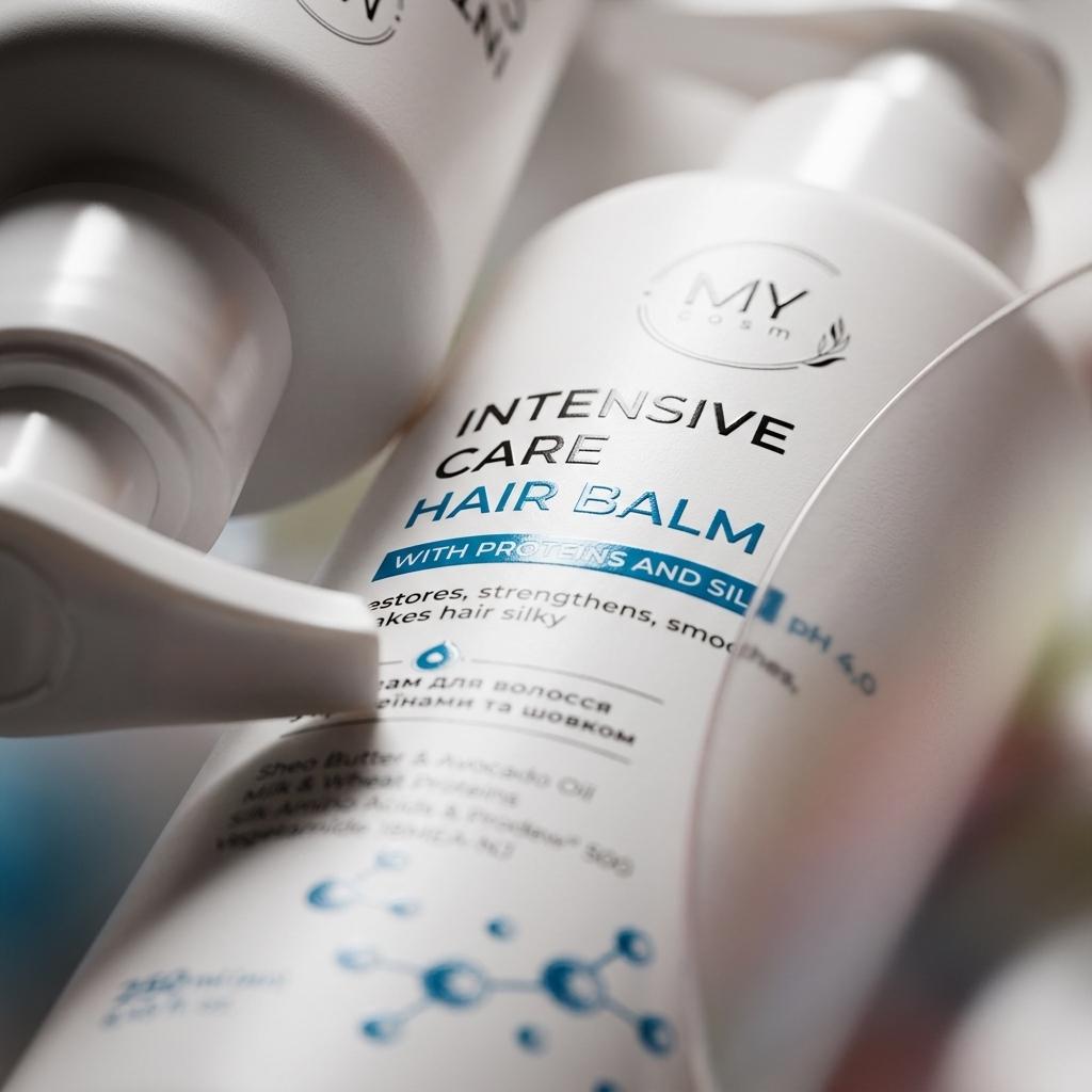 Бальзам для волосся з протеїнами та шовком MY COSM Intensive Care Hair Balm With Proteins and Silk pH 4,0, 250 мл