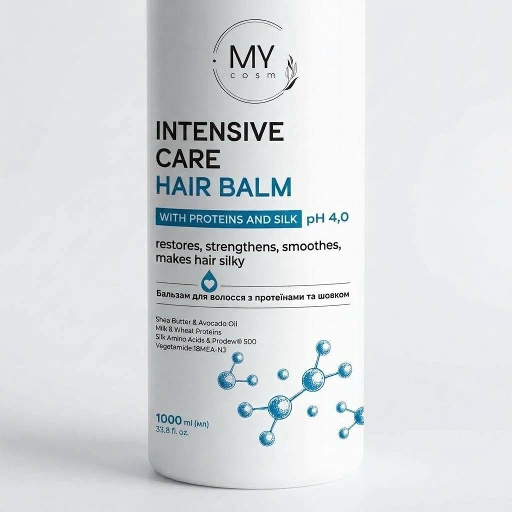 Бальзам для волосся з протеїнами та шовком MY COSM Intensive Care Hair Balm With Proteins and Silk pH 4,0, 250 мл