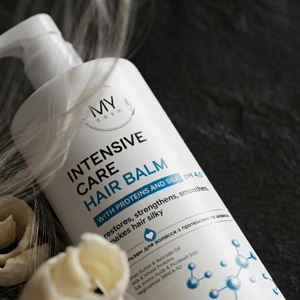 Бальзам для волосся з протеїнами та шовком MY COSM Intensive Care Hair Balm With Proteins and Silk pH 4,0, 250 мл