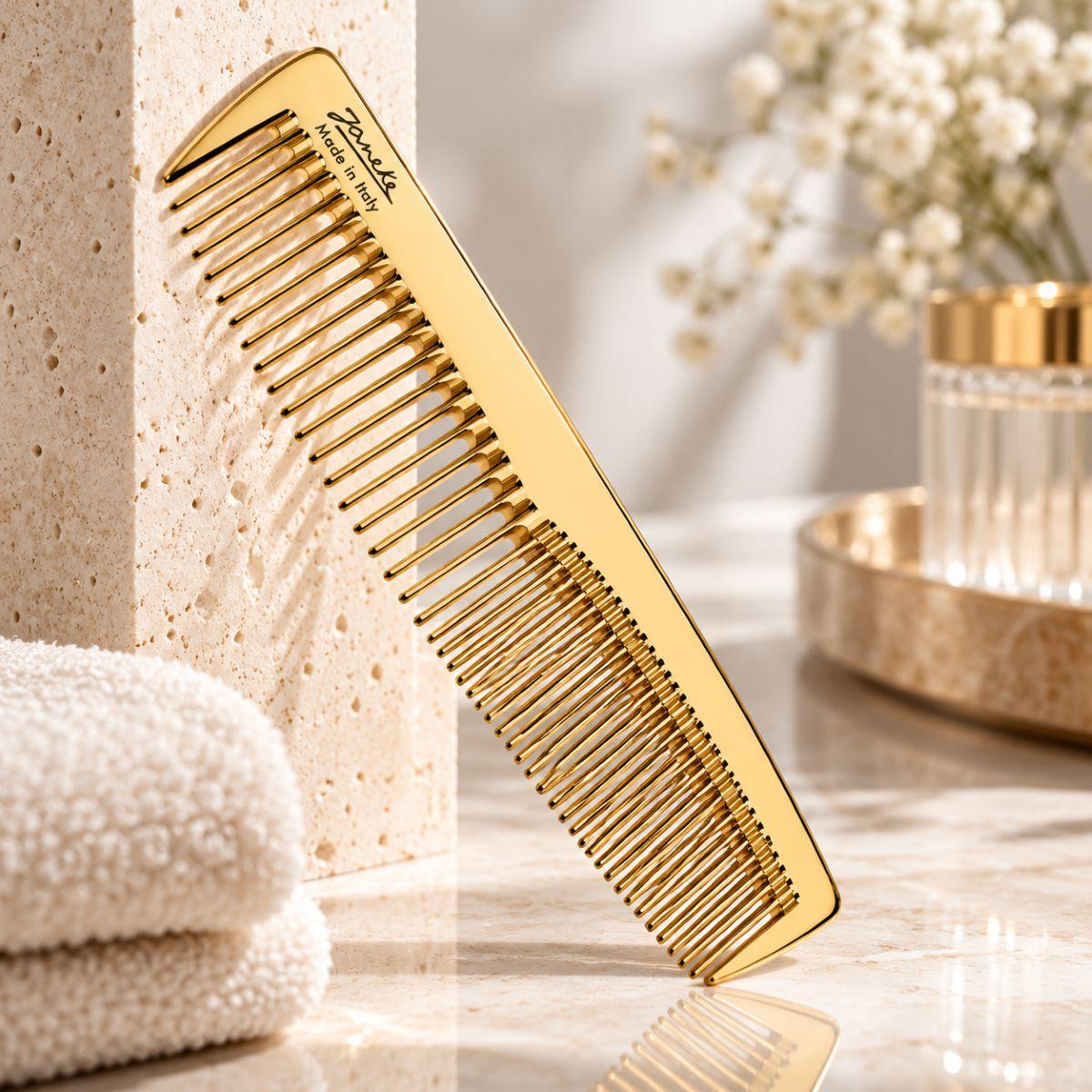 Гребінь з подвійними зубчиками Janeke Superbrush золотий