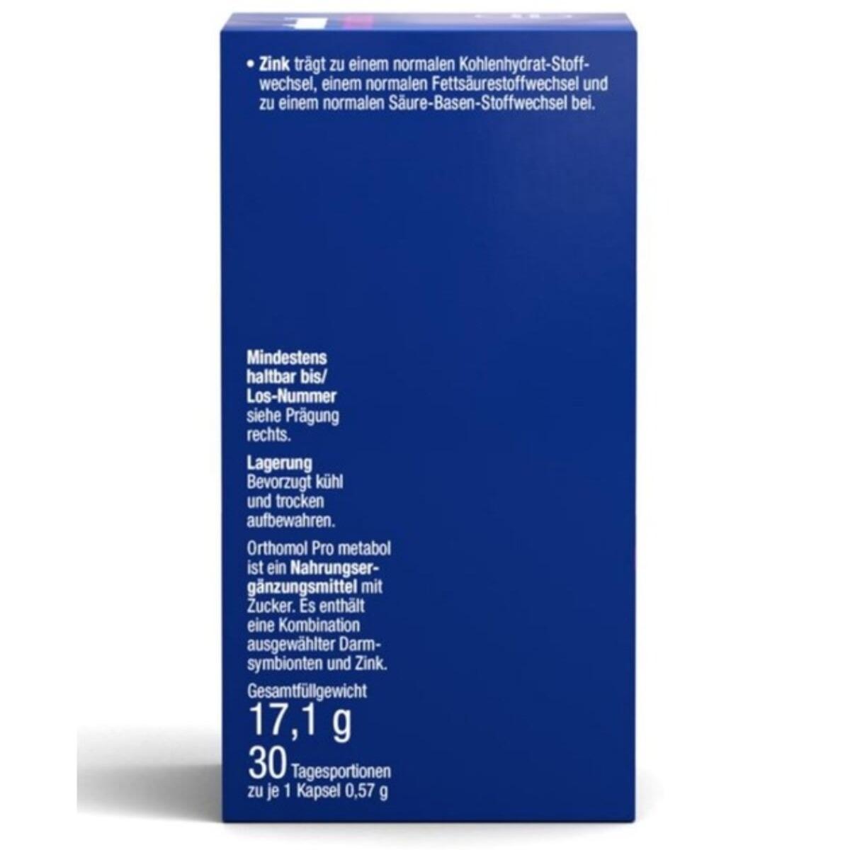 Orthomol Pro Metabol Вітамінний комплекс для підтримки кишківника (капсули) №30, 30 днів