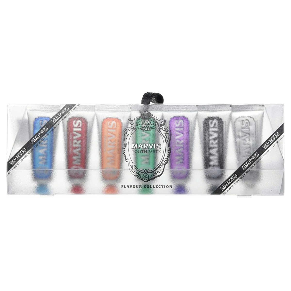Подарунковий набір MARVIS Toothpaste Flavour Collection з 7 видами різних зубних паст (Класична, Відбілювальна, Морська, Імбир, Лакриця, Жасмин, Кориця), 7x25 мл