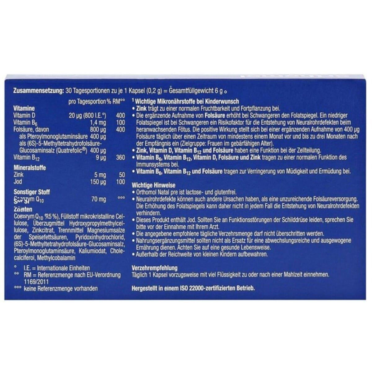 Orthomol Natal Pre Вітаміни для планування вагітності (капсули) №30, 30 днів