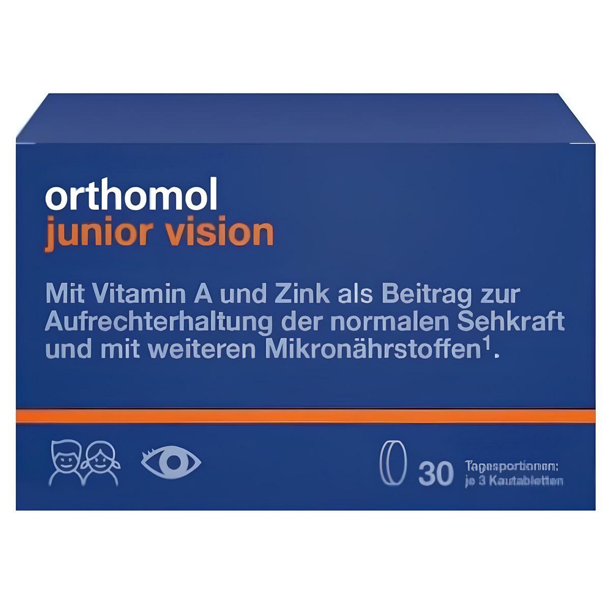 Orthomol Junior Vision (жувальні таблетки для зміцнення зору чорниця-персик) №30, 30 днів