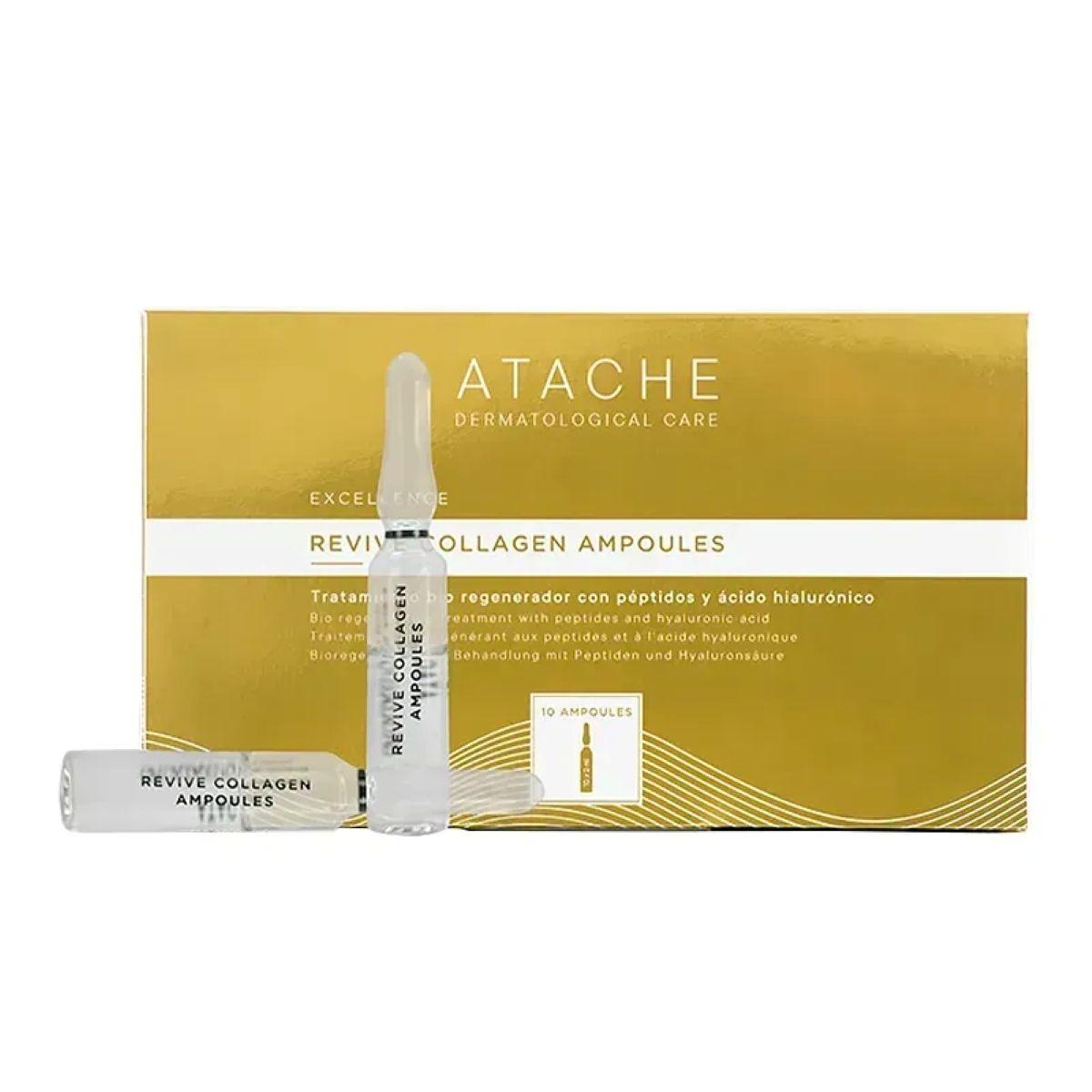 ATACHE Excellence Revive Collagen Ampoules - Anti-age ампули на основі пептидного концентрату, гіалуронової кислоти та масла сої, 10 шт х 2 мл ATACHE Excellence Revive Collagen Ampoules - Anti-age ампули на основі пептидного концентрату, гіалуронової кислоти та масла сої, 10 шт х 2 мл