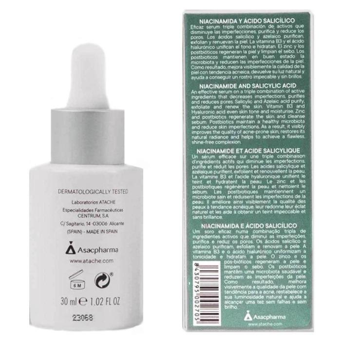 Антибактеріальна себорегулювальна сироватка для жирної та комбінованої шкіри ATACHE Oily SK Postbiotic Salicylic Acid Serum, 30 мл Антибактеріальна себорегулювальна сироватка для жирної та комбінованої шкіри ATACHE Oily SK Postbiotic Salicylic Acid Serum, 30 мл