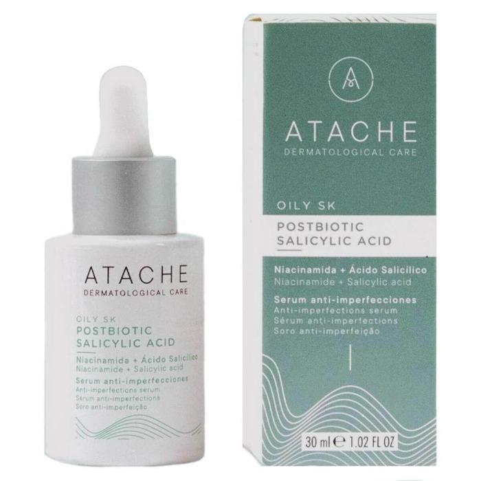 Антибактеріальна себорегулювальна сироватка для жирної та комбінованої шкіри ATACHE Oily SK Postbiotic Salicylic Acid Serum, 30 мл Антибактеріальна себорегулювальна сироватка для жирної та комбінованої шкіри ATACHE Oily SK Postbiotic Salicylic Acid Serum, 30 мл